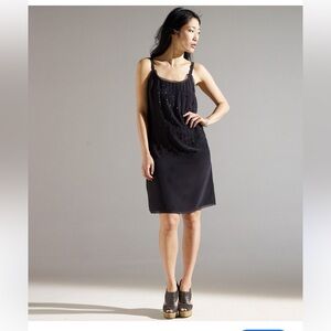 Eileen Fisher LBD Black Beaded Chemise
